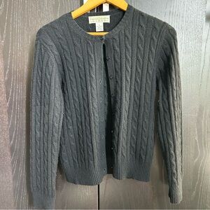 Black Sutton Studio Cashmere Cable Knit Cardigan